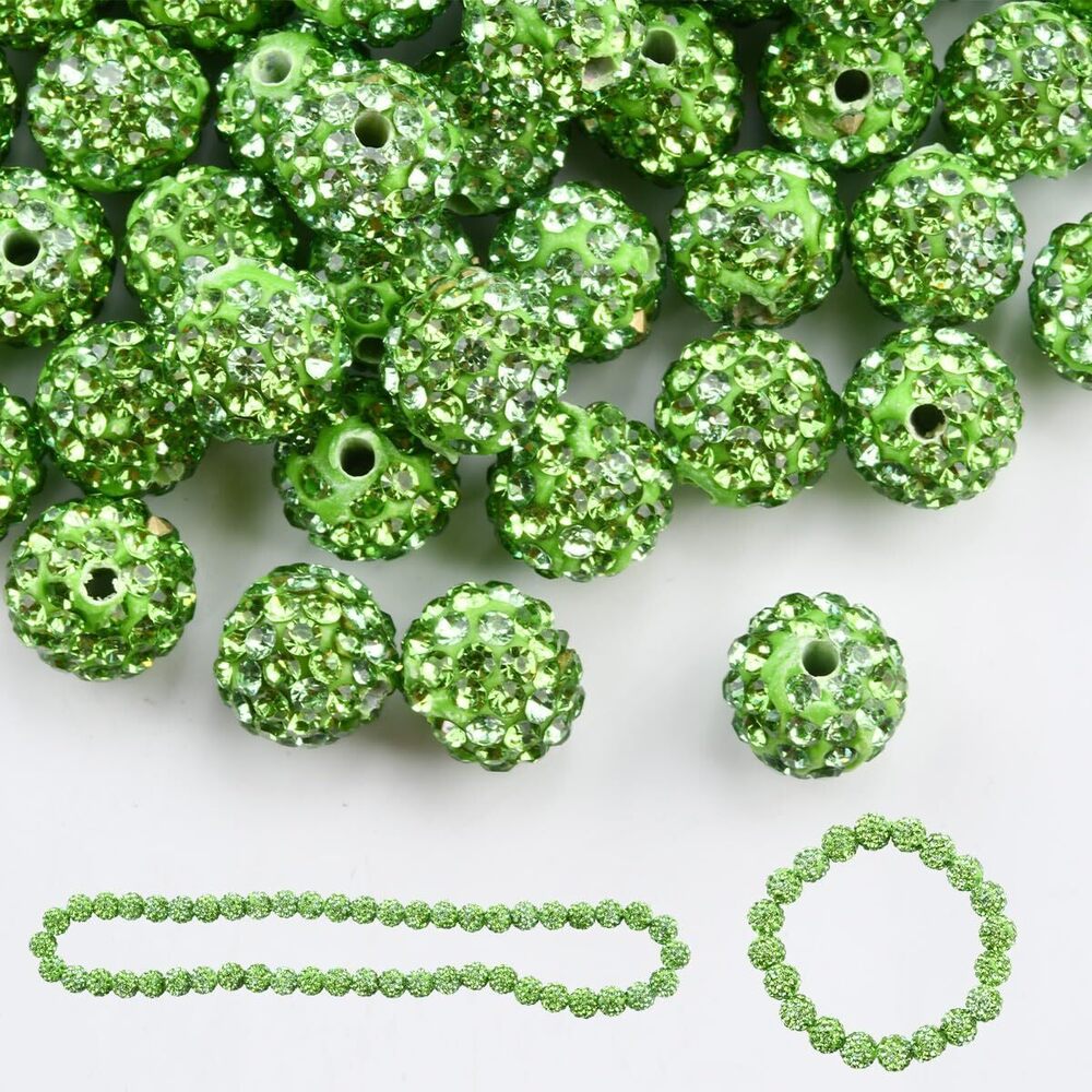 5272 200pcs 10mm Rhinestone Clay Beads for Crafting - Ice Collection